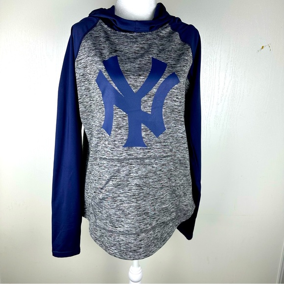 MLB New York Yankees Baseball Gray Navy Blue Women’s Hoodie Size M - Picture 1 of 7